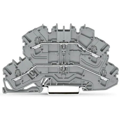 Wago TOPJOB S, 2002 Series Grey Feed Through Terminal Block, 2.5mm², Double-Level, Push-In Cage Clamp Termination,
