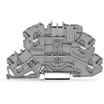 Wago TOPJOB S, 2002 Series Grey Carrier Terminal Block, 2.5mm², Double-Level, Push-In Cage Clamp Termination, ATEX,
