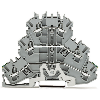 Wago TOPJOB S, 2002 Series Grey Feed Through Terminal Block, 2.5mm², Triple-Level, Push-In Cage Clamp Termination,