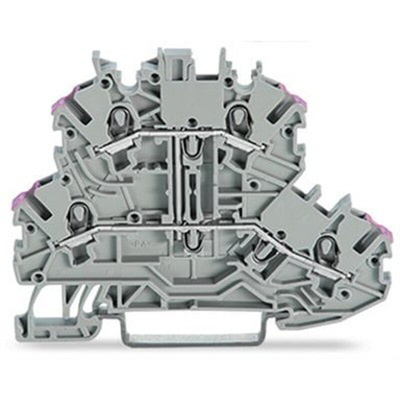 Wago TOPJOB S Series Grey DIN Rail Terminal Block, 1mm², 2-Level, Push-In Cage Clamp Termination, ATEX, EAC Ex, IECEx