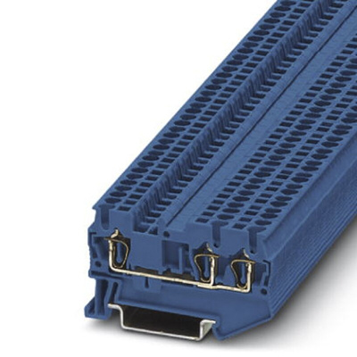 Phoenix Contact ST 1.5-TWIN BU Series Blue Feed Through Terminal Block, Single-Level, Spring Clamp Termination