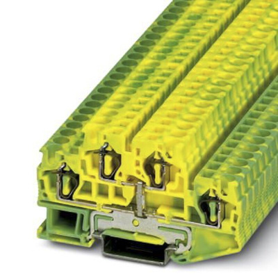 Phoenix Contact STTB 4-PE Series Green/Yellow Feed Through Terminal Block, 0.08 → 6mm², Double-Level, Spring