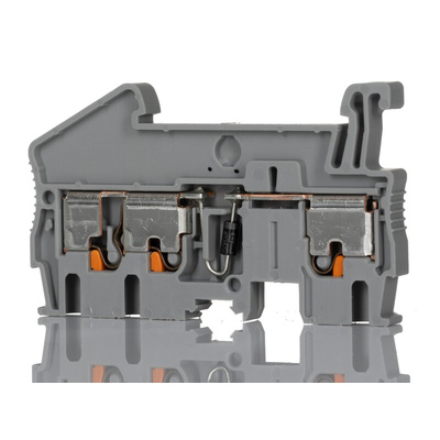 Phoenix Contact PT 2.5-TWIN-DIO/R-L Series Grey Feed Through Terminal Block, 0.14 → 4mm², Single-Level, Push In