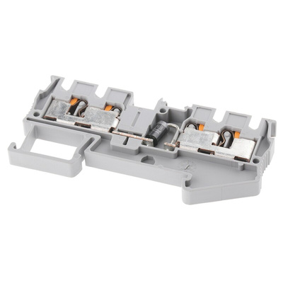 Phoenix Contact PT 4-QUATTRO-DIO 1N 5408/L-R Series Grey Component Terminal Block, Single-Level, Push In Termination