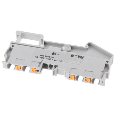 Phoenix Contact PT 4-QUATTRO-DIO 1N 5408/L-R Series Grey Component Terminal Block, Single-Level, Push In Termination