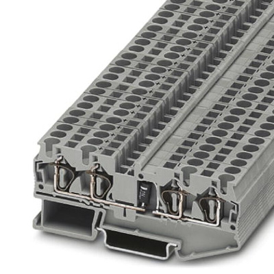 Phoenix Contact ST 4-QUATTRO-DIO 1N 5408/L-R Series Grey DIN Rail Terminal Block, Single-Level, Spring Clamp Termination