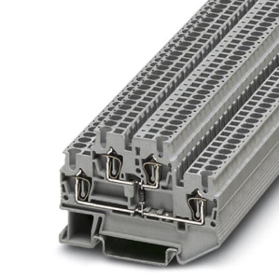 Phoenix Contact STTB 2.5-DIO/O-U Series Grey DIN Rail Terminal Block, Double-Level, Spring Clamp Termination
