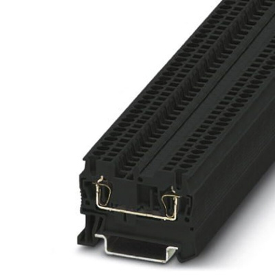 Phoenix Contact ST 1.5 BK Series Black DIN Rail Terminal Block, Single-Level, Spring Clamp Termination
