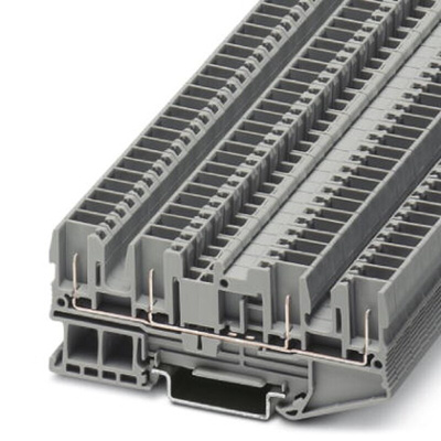 Phoenix Contact ST 2.5-QUATTRO/4P Series Grey DIN Rail Terminal Block, Single-Level, Spring Clamp Termination