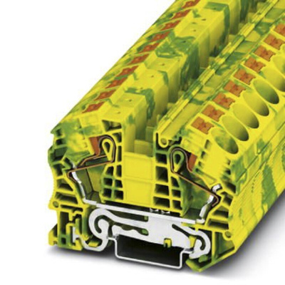 Phoenix Contact PT 16 N-PE Series Green/Yellow Earth Terminal Block, Single-Level, Push In Termination
