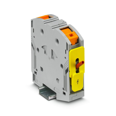 Phoenix Contact PTPOWER 95 Series Grey DIN Rail Terminal Block, 95mm², Single-Level, Push In Termination, ATEX, IECEx