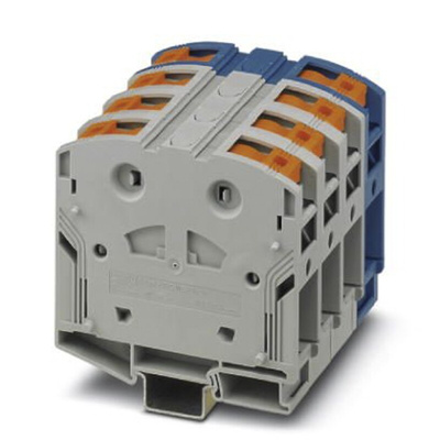 Phoenix Contact PTPOWER 95-3L/N Series Blue, Grey DIN Rail Terminal Block, 95mm², Single-Level, Push In Termination
