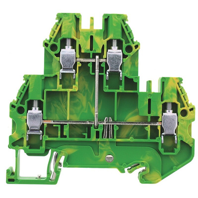 Wieland WT 4 E PE Series Green, Yellow Earth Terminal Block, Double-Level, Screw Termination, ATEX