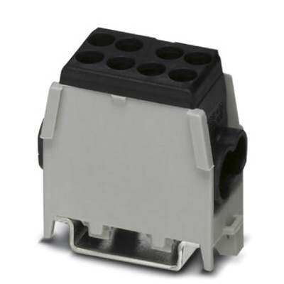 Phoenix Contact UDB 2X25/16 BK Series Black Non-Fused DIN Rail Terminal, Single-Level, Screw Termination