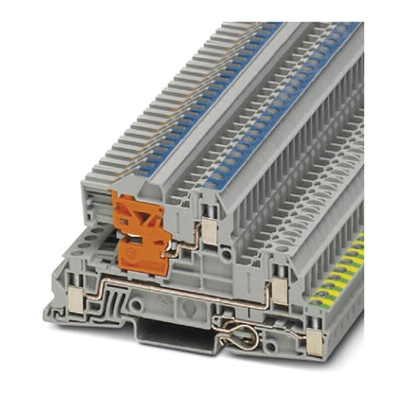 Phoenix Contact UTI 2.5-PE/L/NT Series Grey DIN Rail Terminal Block, 0.2 → 4mm², Triple-Level, Screw Termination