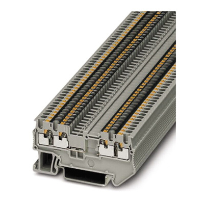 Phoenix Contact PT 1.5/S-QUATTRO-U Series Grey Feed Through Terminal Block, Single-Level, Push In Termination