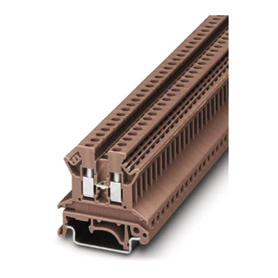 Phoenix Contact UK2.5 N BN Series Brown Feed Through Terminal Block, Single-Level, Screw Termination