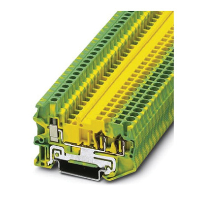Phoenix Contact STU 2.5-TWIN-PE Series Green, Yellow Earth Block, Single-Level, Screw Termination