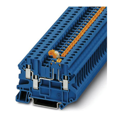 Phoenix Contact UT 4-TWIN-MT BU Series Blue Knife Disconnect Terminal Block, Single-Level, Screw Termination