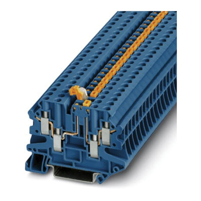 Phoenix Contact UT 4-QUATTRO-MT BU Series Blue Knife Disconnect Terminal Block, 0.14 → 6mm², Single-Level, Screw