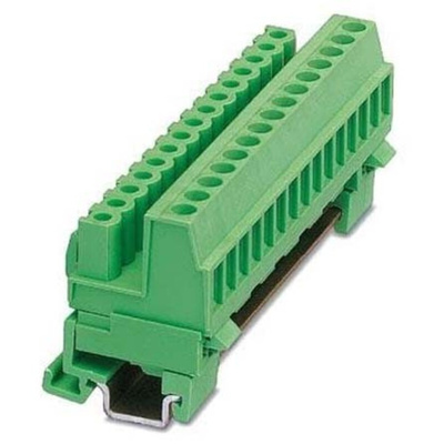 Phoenix Contact MSTBVK 2.5/10-ST-5.08 Series Green DIN Rail Terminal Block, Screw Termination