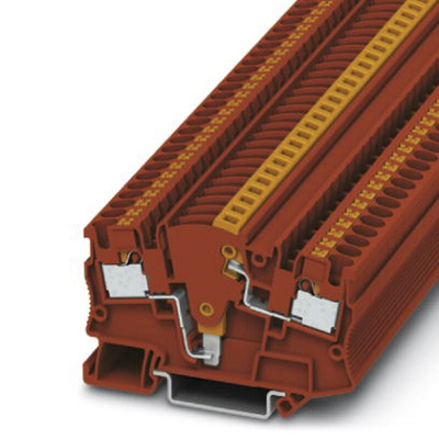 Phoenix Contact PTME 4 RD Series Red Disconnect Terminal Block, Single-Level, Push In Termination