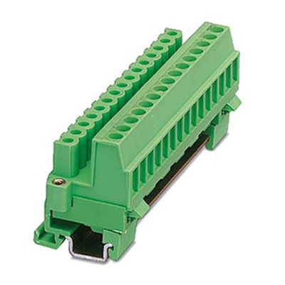 Phoenix Contact MSTBVK 2.5/ 9-STF-5.08 Series Green DIN Rail Terminal Block, Screw Termination