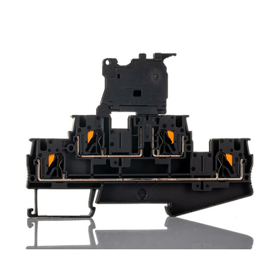 Phoenix Contact PTTB 4-HESI (5X20) Series Black DIN Rail Terminal Block, 0.2 → 4mm², Double-Level, Push In