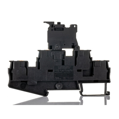 Phoenix Contact PTTB 4-HESI (5X20) Series Black DIN Rail Terminal Block, 0.2 → 4mm², Double-Level, Push In