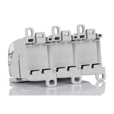 Weidmuller Distribution Block, 15 Way, 16 mm², 25 mm², 35 mm², 125A, 1 kV ac/dc, Grey