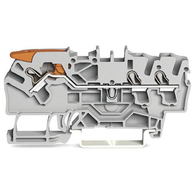 Wago TOPJOB S, 2102 Series Grey Feed Through Terminal Block, 2.5mm², Single-Level, Push-In Cage Clamp Termination,