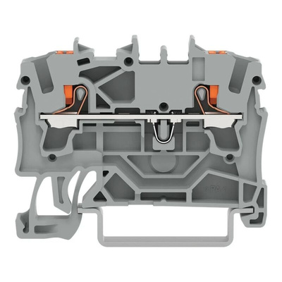 Wago TOPJOB S, 2202 Series Grey Feed Through Terminal Block, 2.5mm², Single-Level, Push-In Cage Clamp Termination,