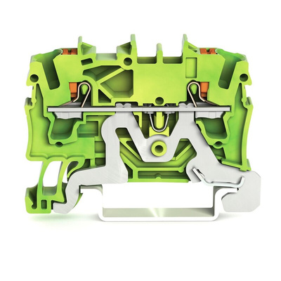 Wago TOPJOB S, 2202 Series Green/Yellow Earth Terminal Block, 2.5mm², Single-Level, Push-In Cage Clamp Termination,
