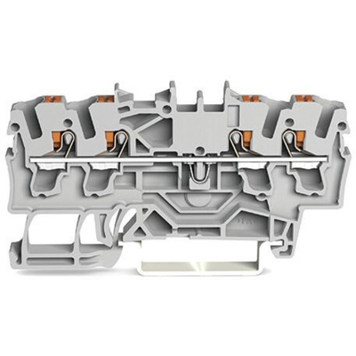 Wago TOPJOB S, 2202 Series Grey Feed Through Terminal Block, 2.5mm², Single-Level, Push-In Cage Clamp Termination,