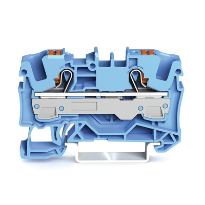 Wago TOPJOB S, 2206 Series Blue Feed Through Terminal Block, 6mm², Single-Level, Push-In Cage Clamp Termination, ATEX,