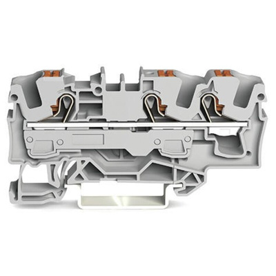Wago TOPJOB S, 2206 Series Grey Feed Through Terminal Block, 6mm², Single-Level, Push-In Cage Clamp Termination, ATEX,