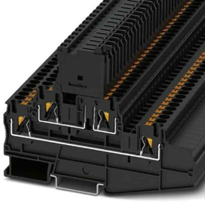 Phoenix Contact PT Series Black Fused DIN Rail Terminal, Triple-Level