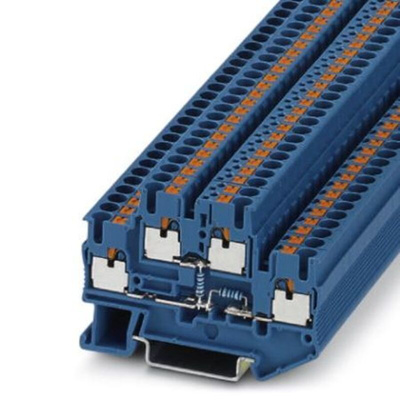 Phoenix Contact PTTB 2.5-2R BU/NAMUR Series Blue Component Terminal Block, 0.14 → 4mm², Push In Termination