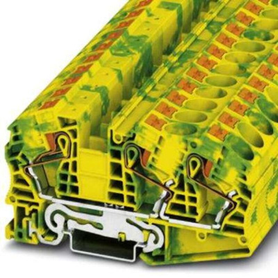 Phoenix Contact PT 2 Series Green, Yellow Component Terminal Block, 25mm², Push In Termination, ATEX, IECEx