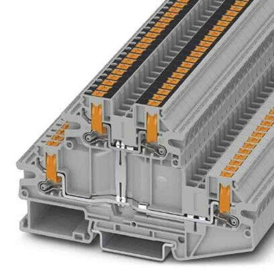 Phoenix Contact PTV Series Grey Double Level Terminal Block, Push In Termination