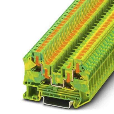 Phoenix Contact PTV Series Green/Yellow Feed Through Terminal Block, Push In Termination