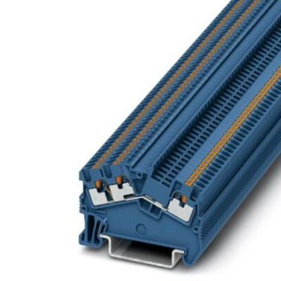 Phoenix Contact PTS 1.5/S-TWIN BU Series Blue Feed Through Terminal Block, 0.14 → 1.5mm², Push In Termination,