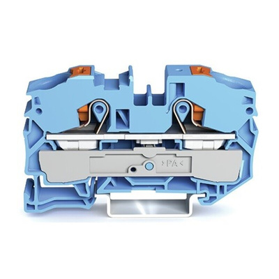Wago TOPJOB S, 2216 Series Blue Feed Through Terminal Block, 16mm², Single-Level, Push-In Cage Clamp Termination, ATEX,