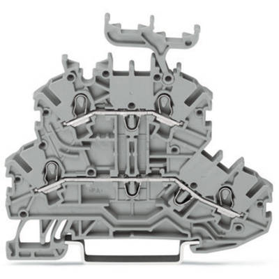 Wago TOPJOB S, 2000 Series Grey Feed Through Terminal Block, 1mm², Double-Level, Push-In Cage Clamp Termination, ATEX,