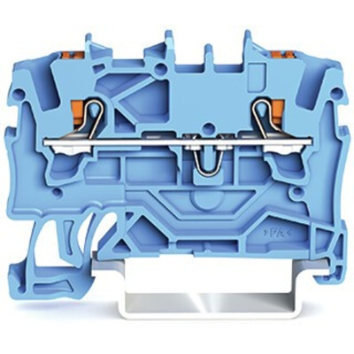 Wago TOPJOB S, 2201 Series Blue Feed Through Terminal Block, 1.5mm², Single-Level, Push-In Cage Clamp Termination,