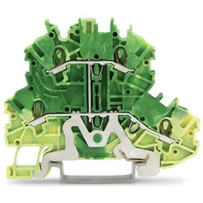 Wago TOPJOB S, 2000 Series Green/Yellow Earth Terminal Block, 1mm², Double-Level, Push-In Cage Clamp Termination, ATEX,