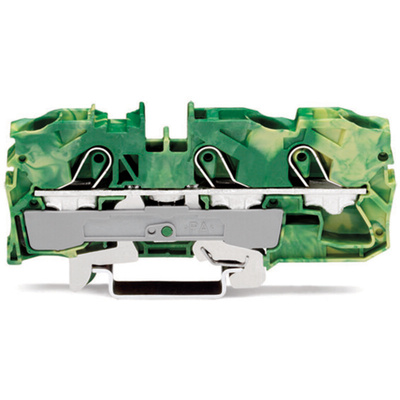 Wago TOPJOB S, 2010 Series Green/Yellow Earth Terminal Block, 10mm², Single-Level, Push-In Cage Clamp Termination,