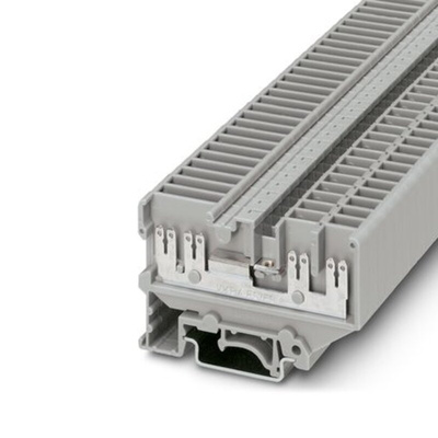 Phoenix Contact UVKB 4-FS/FS(8-2.8-0.8) Series Grey Feed Through Terminal Block, 4mm², 1-Level, Spade Termination