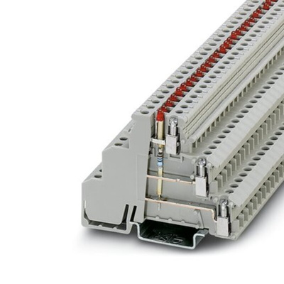 Phoenix Contact DIKD 1.5-LA 24RD/U-O Series Grey Terminal Block, 2.5mm², Triple-Level, Screw Termination