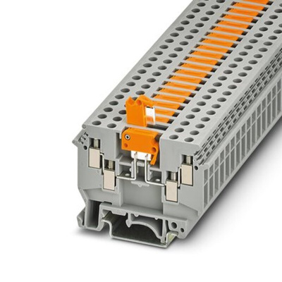 Phoenix Contact UDK 4-MTK-P/P MITSPERRE Series Grey Knife Disconnect Terminal Block, 4mm², 1-Level, Screw Termination